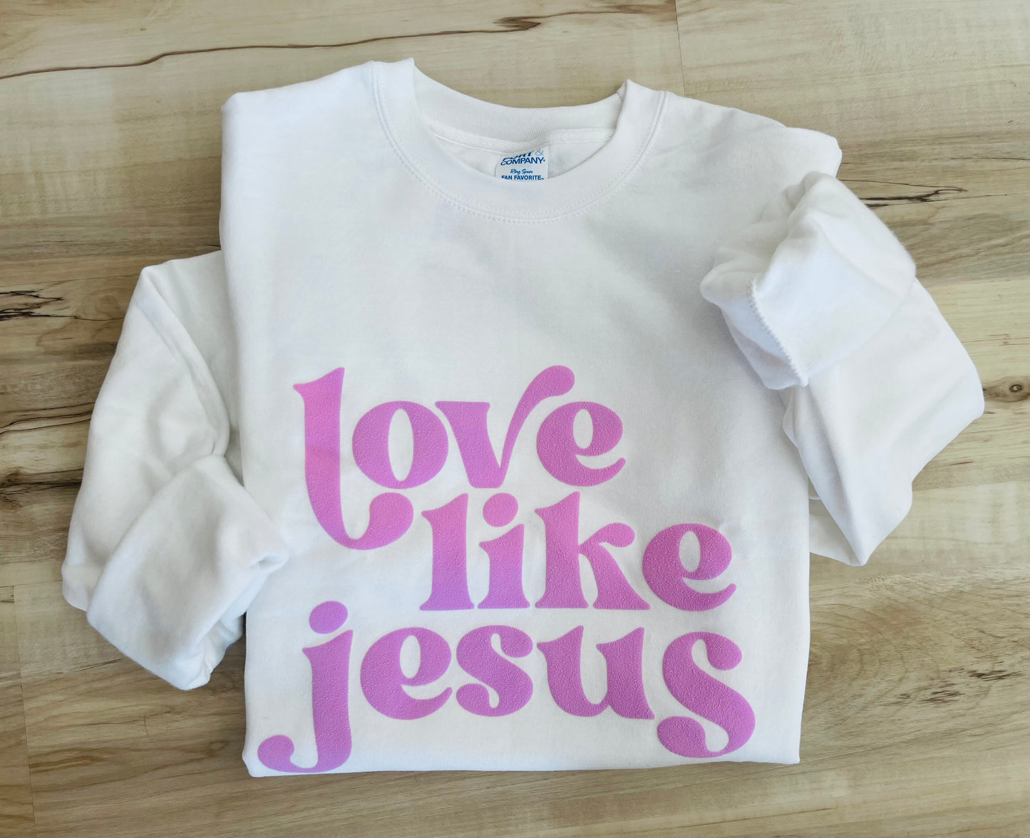 Love Like Jesus Purple Puff Vinyl Sweatshirt