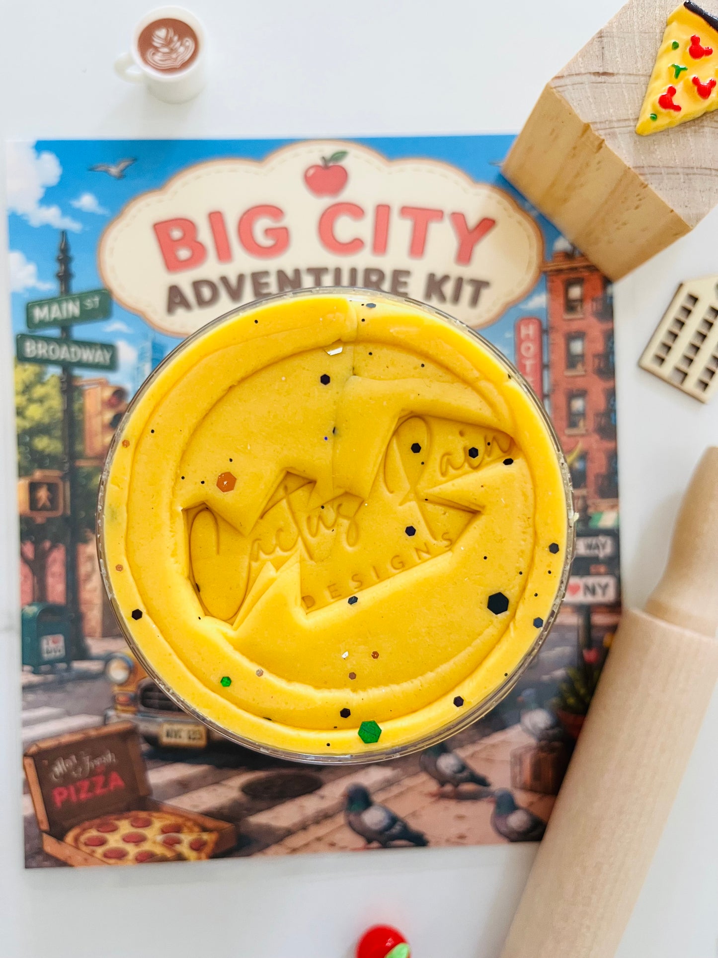 Big City Sensory Play Dough Kit | Kids City Play Kit | Popcorn Scented Dough with Taxi, Pizza Stamper & Pretend Play Set