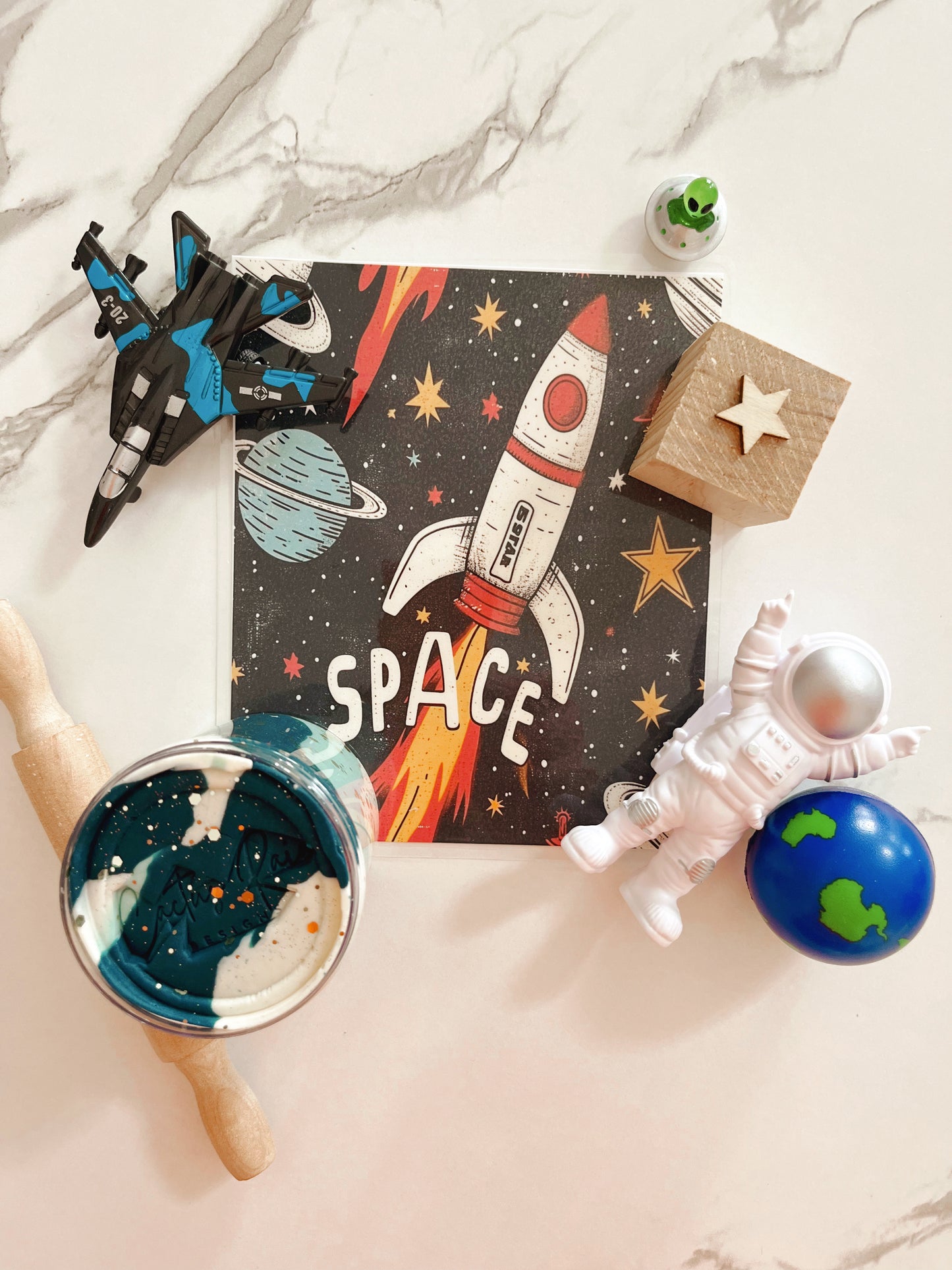 Outer Space Adventure Kit for Kids | Space Play Dough Kit | Sensory Play Kit | Astronaut Toy Set | Screen Free Activity |