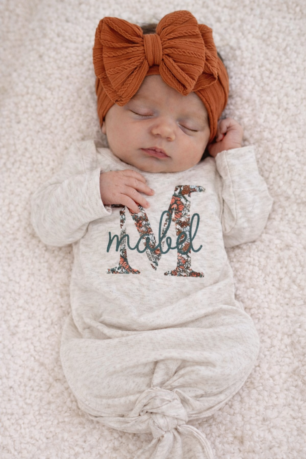 Personalized Knotted Baby Gown 0-3 months