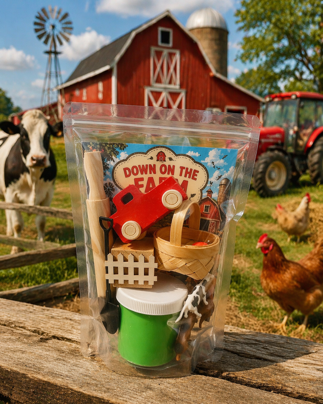 Farm Sensory Play Dough Kit | Down on the Farm Play Kit | Strawberry Scented Dough with Tractor, Animals & Pretend Play Set