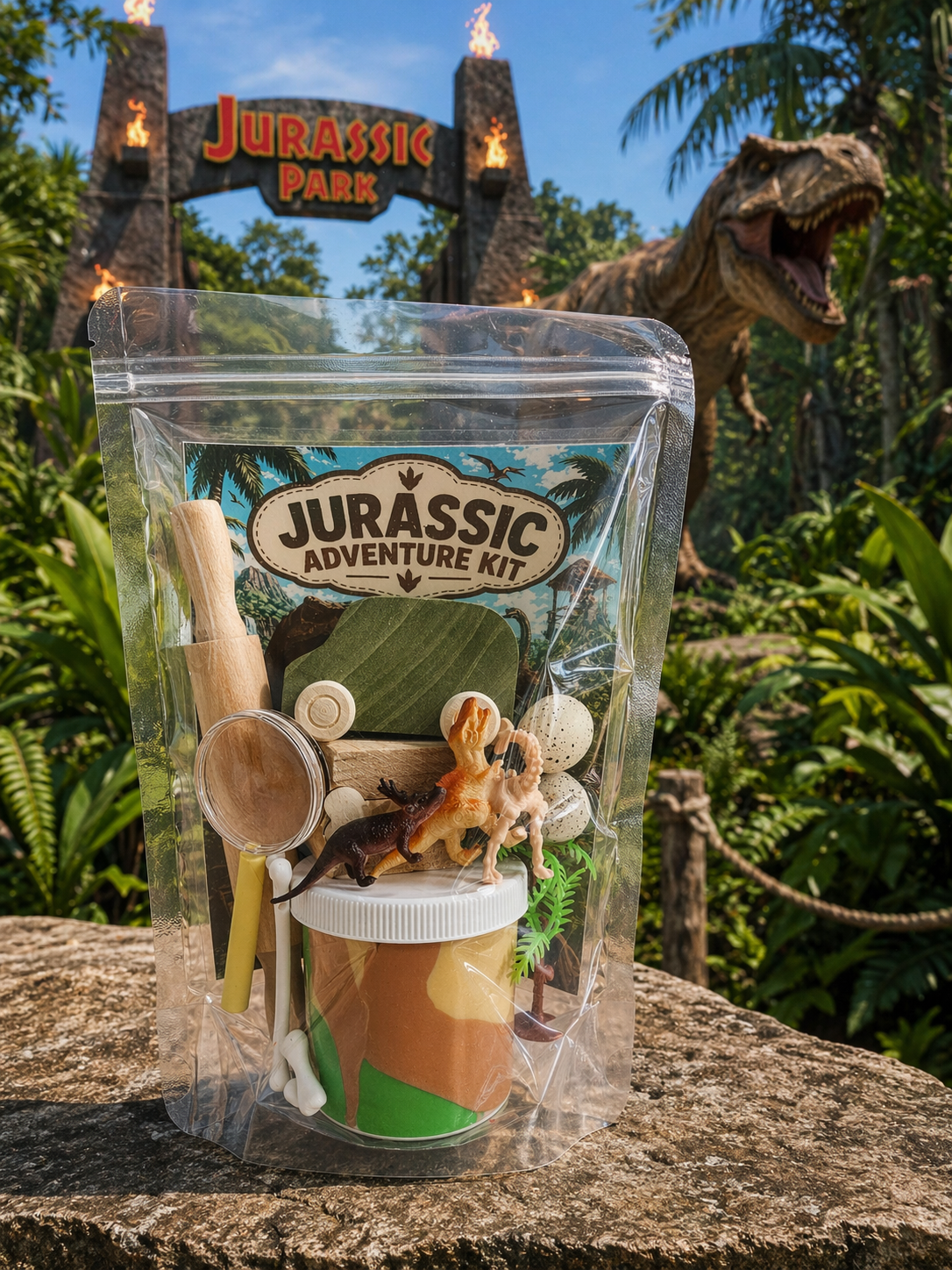Jurassic Adventure Sensory Play Dough Kit | Dinosaur Play Kit for Kids | 8 oz Play Dough with Dino Toys| Screen-Free Fun