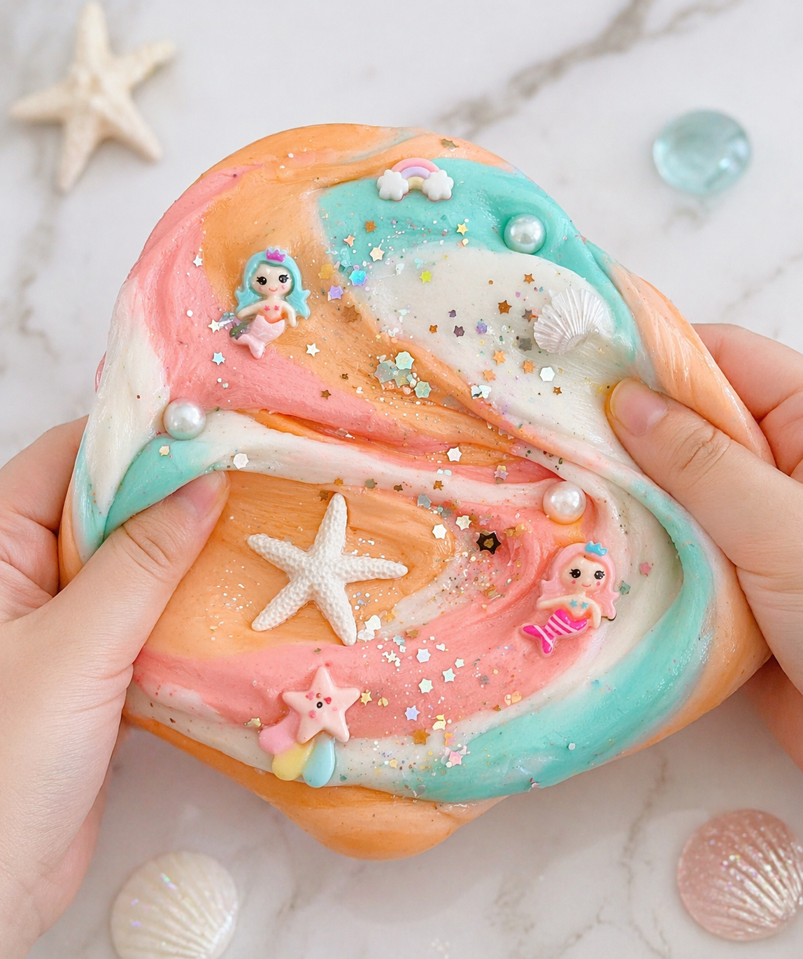 Mermaid Lagoon Smash Dough | Orange Cream Scented Play Dough | Mermaid Sensory Kit | Ocean Theme Dough | Kids Gift | 9 oz Dough