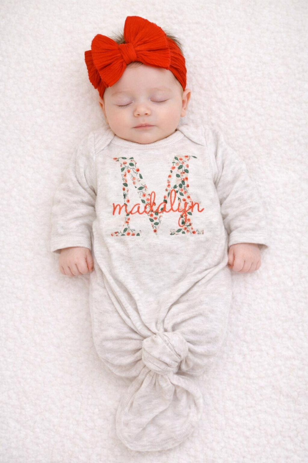 Personalized Knotted Baby Gown 0-3 months