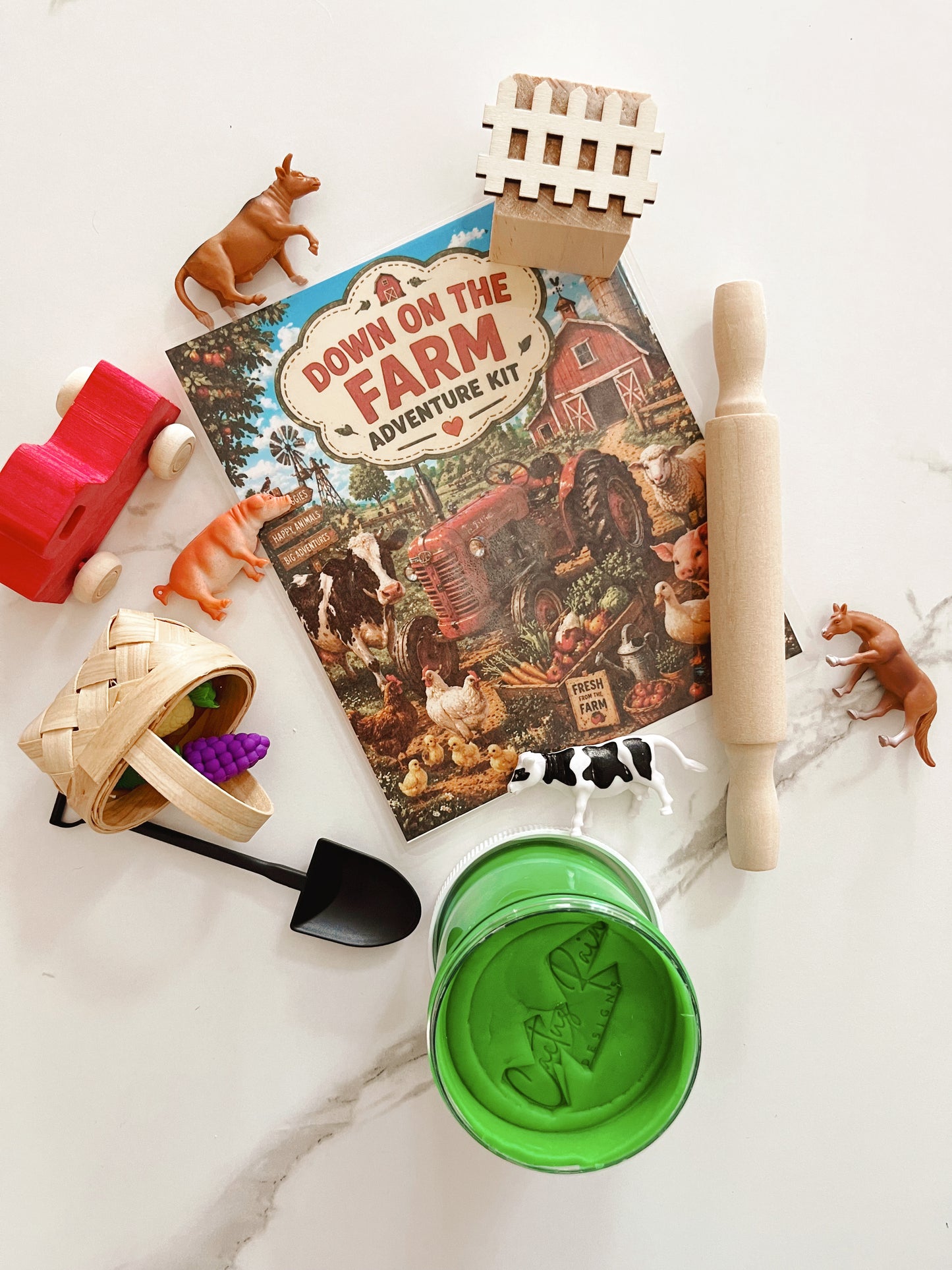 Farm Sensory Play Dough Kit | Down on the Farm Play Kit | Strawberry Scented Dough with Tractor, Animals & Pretend Play Set