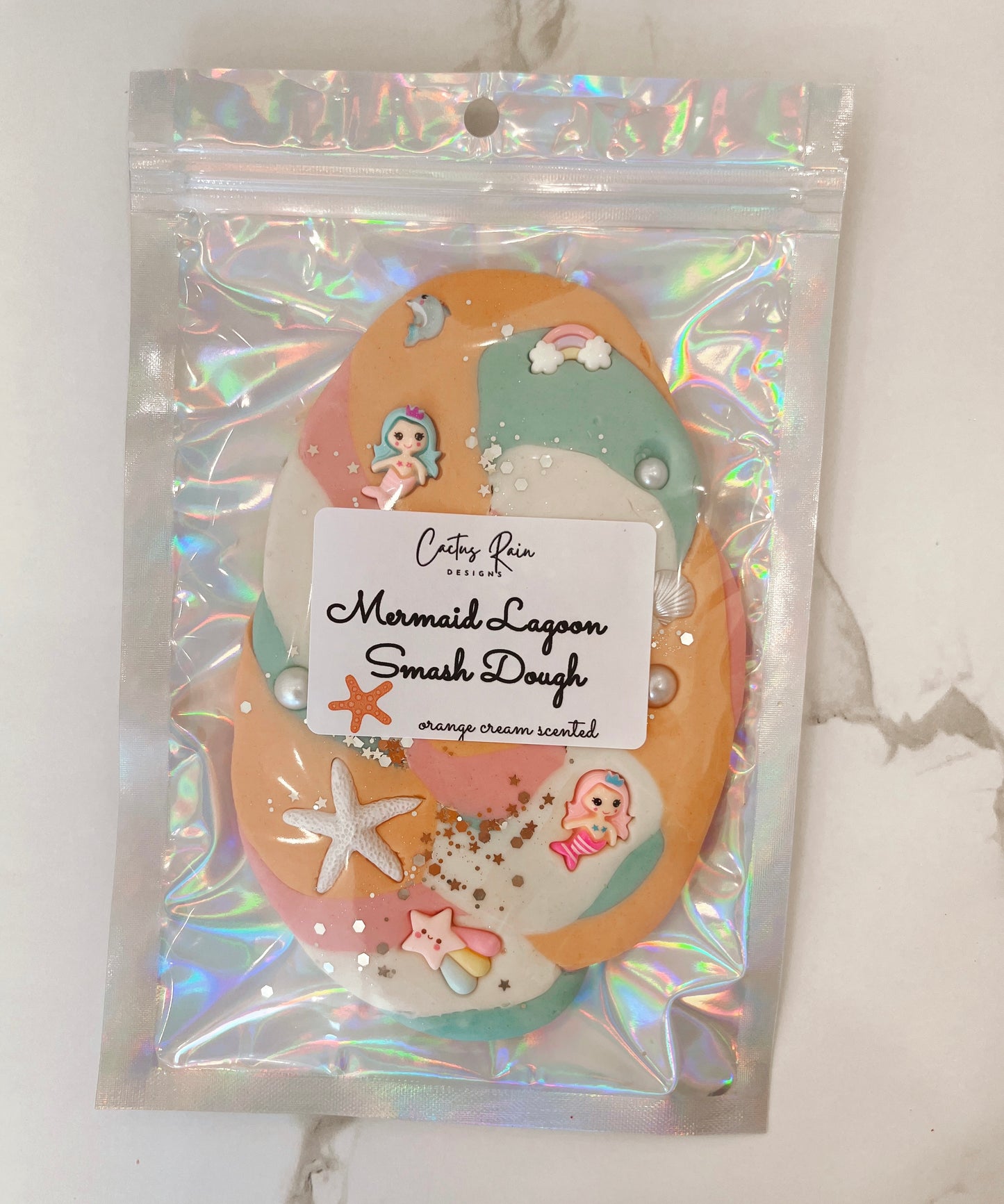 Mermaid Lagoon Smash Dough | Orange Cream Scented Play Dough | Mermaid Sensory Kit | Ocean Theme Dough | Kids Gift | 9 oz Dough