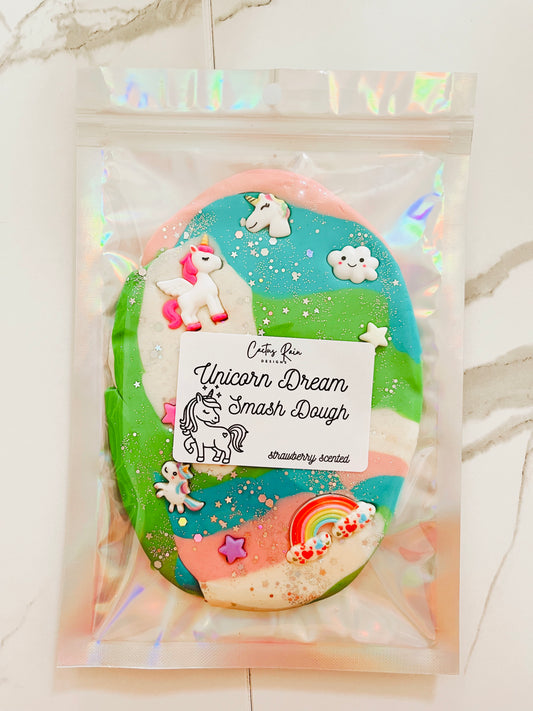 Unicorn Dream Smash Dough | Strawberry Scented Play Dough | Unicorn Sensory Kit | Kids Gift Idea | 9 oz Dough